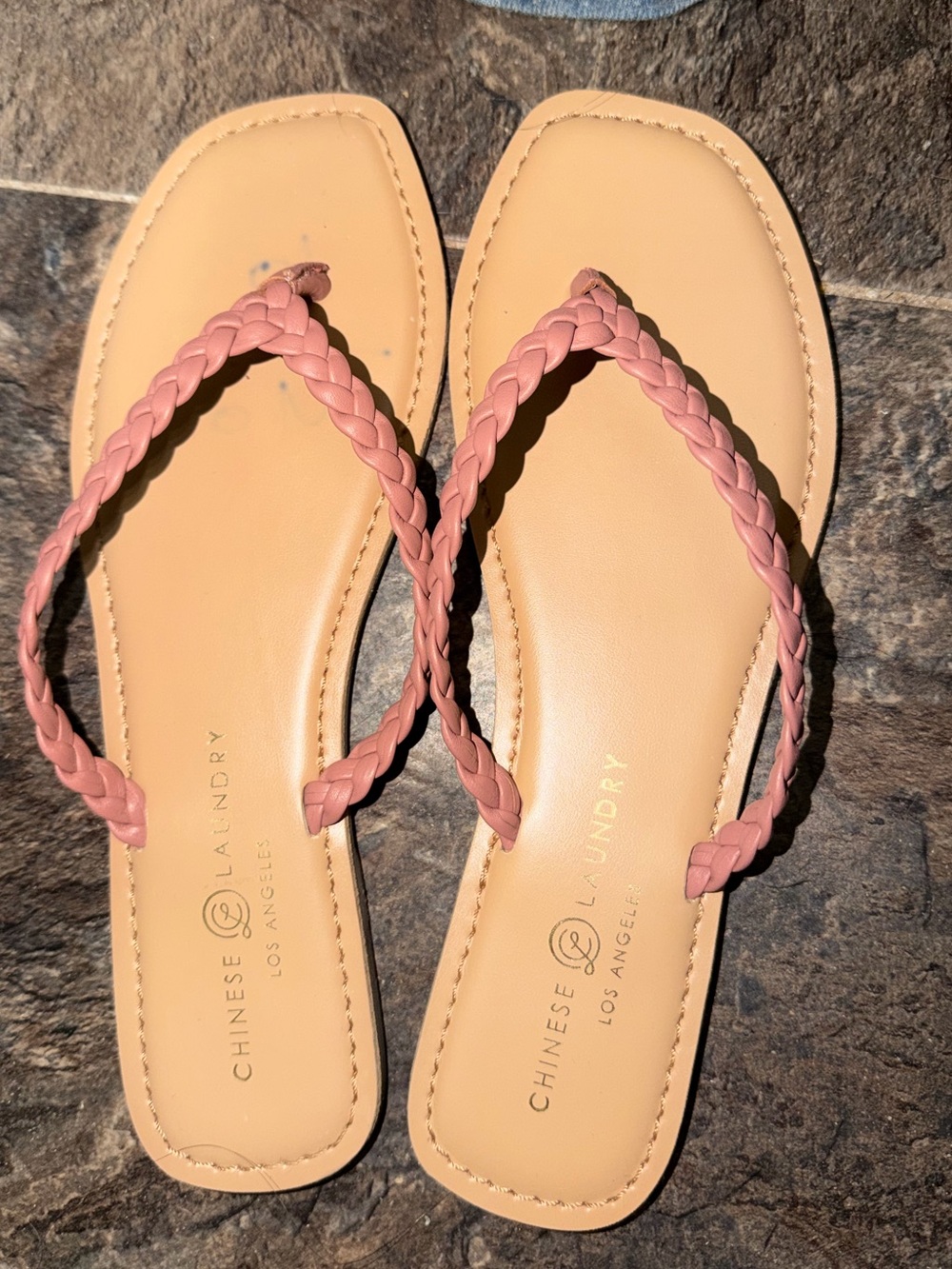 Chinese Laundry Pink Braided Strap Flip Flops